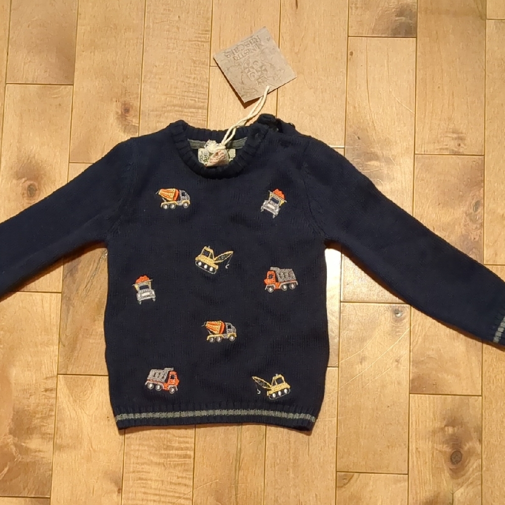 Ministry Rascal's Navy Sweater with Construction Vehicle Design New with tags